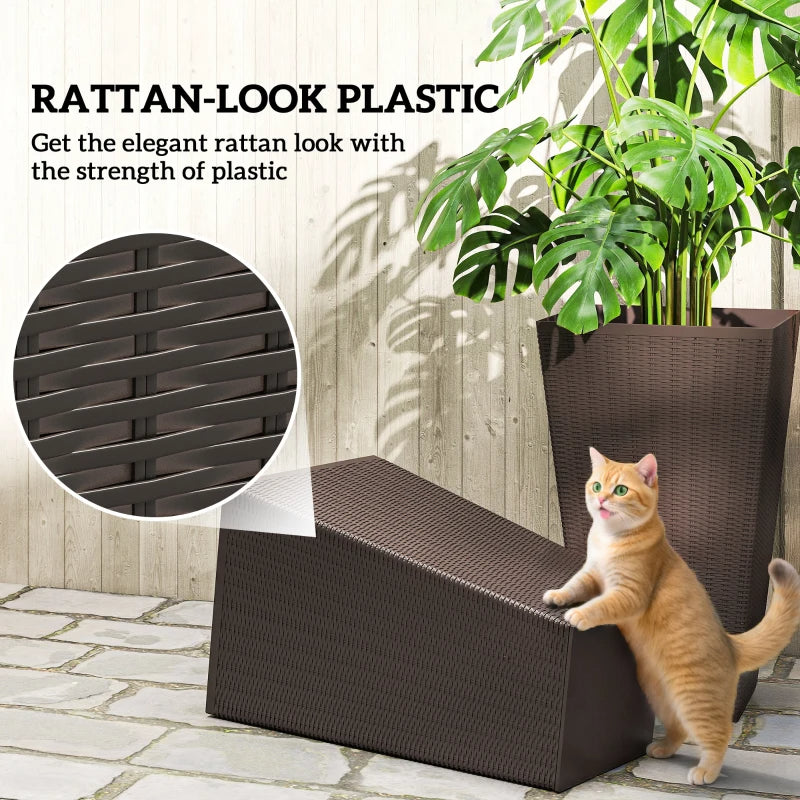 Set Of 3 Tall Planters With Drainage Hole, 24 Outdoor Flower Plant Pots, Indoor Planters For Porch, Front Door, Entryway, Patio And Deck, Brown
